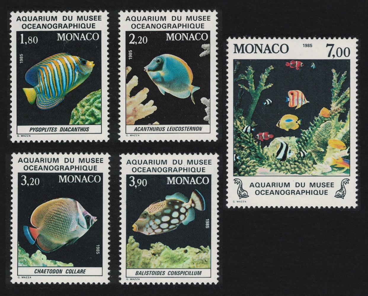 Monaco Fish in the Oceanographic Museum Aquarium 5v 1985 MNH SG#1742=1748 MI#1704-1708