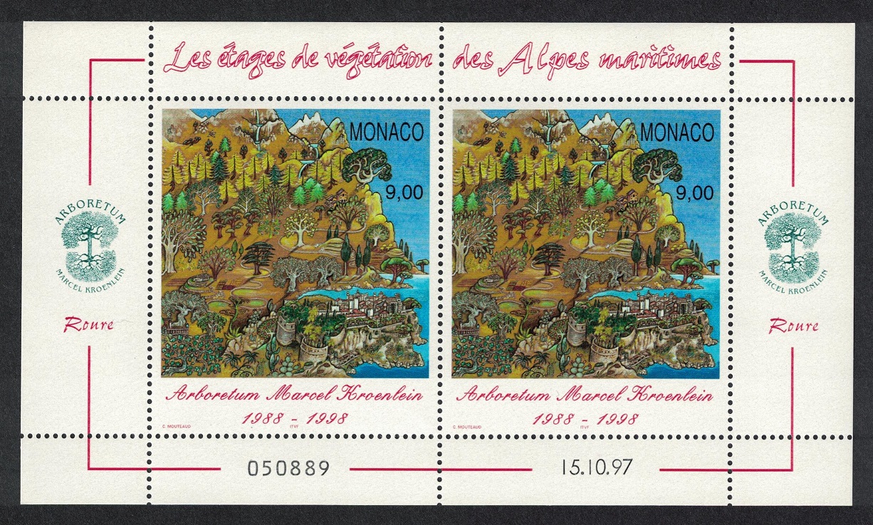 Monaco 10th Anniversary of Marcel Korenlein Arboretum Sheetlet of 2v 1997 MNH SG#2348