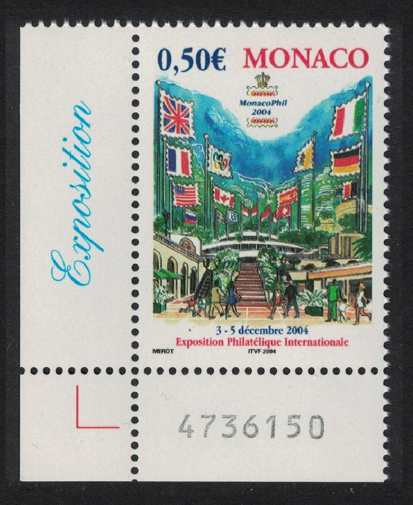 Monaco Flags &#39;MonacoPhil 2004&#39; Stamps Exhibition Corner Number 2003 MNH SG#2623 MI#2671