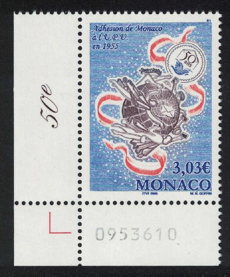 Monaco UPU Membership Corner Number €3.03 2005 MNH SG#2715 MI#2758