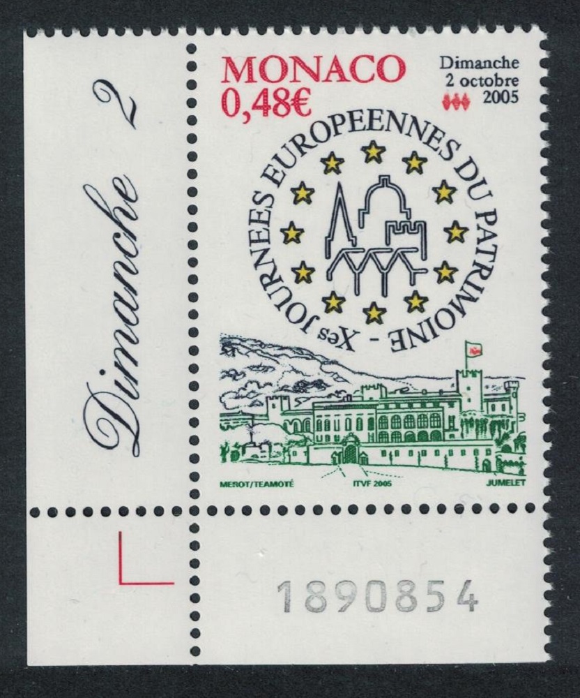 Monaco Journee du Patrimoine Culture Day Corner Number 2005 MNH SG#2717 MI#2760