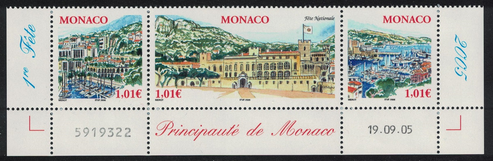 Monaco National Day Bottom Strip of 3v 2005 MNH SG#2731-2733 MI#2771-2773