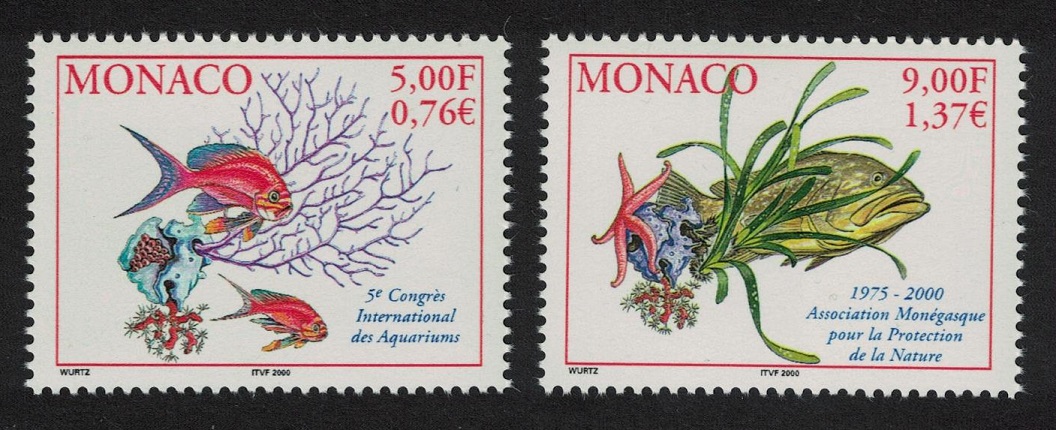 Monaco Corals Starfish Water plant Fish 2v 2000 MNH SG#2474-2475 MI#2521+2523