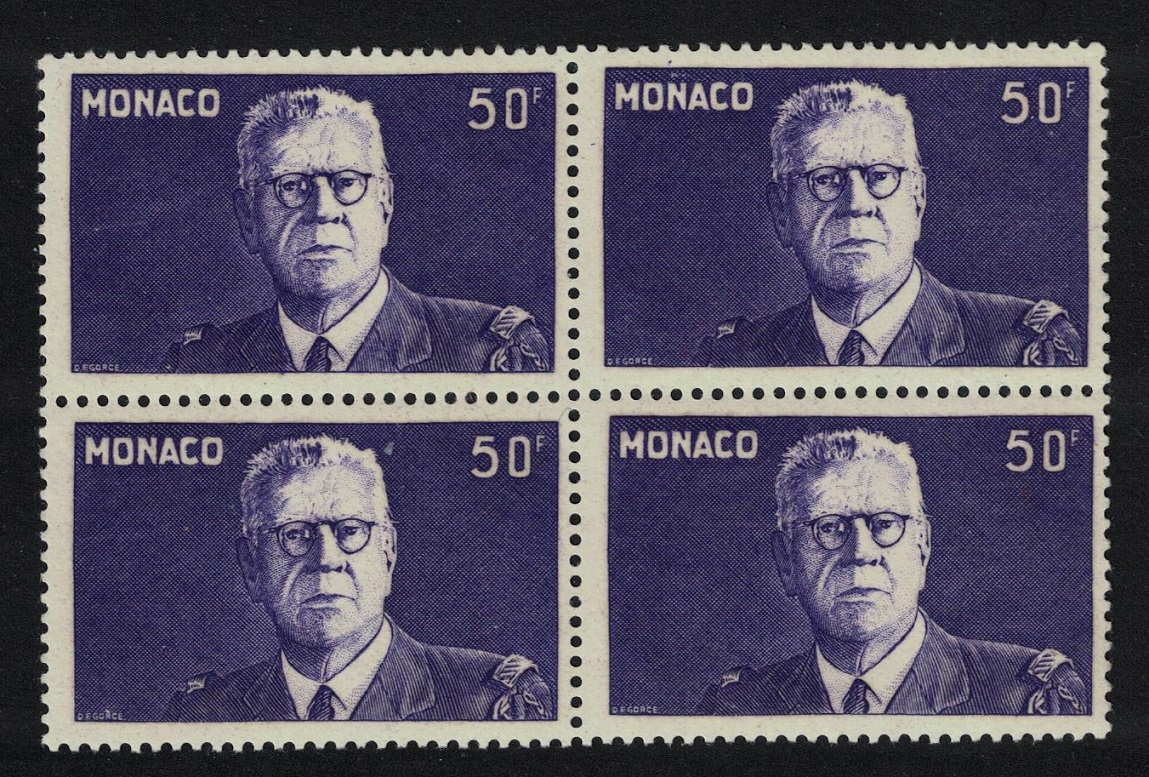 Monaco Prince Louis I Block of 4 1943 MNH SG#292