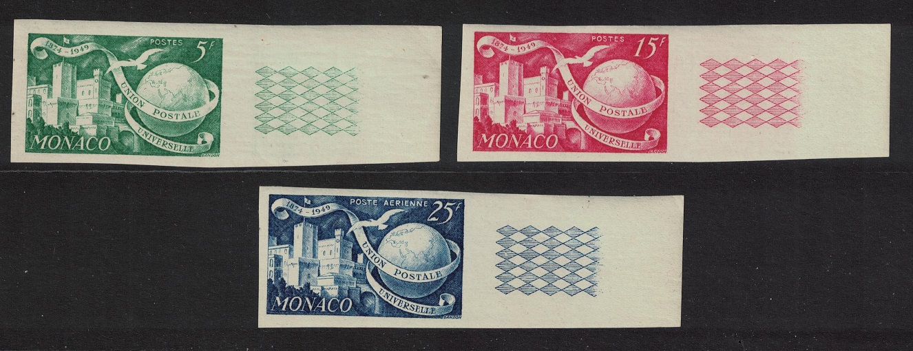 Monaco 75th Anniversary of UPU 3v Imperf 1949 MNH SG#410-412 MI#401-403