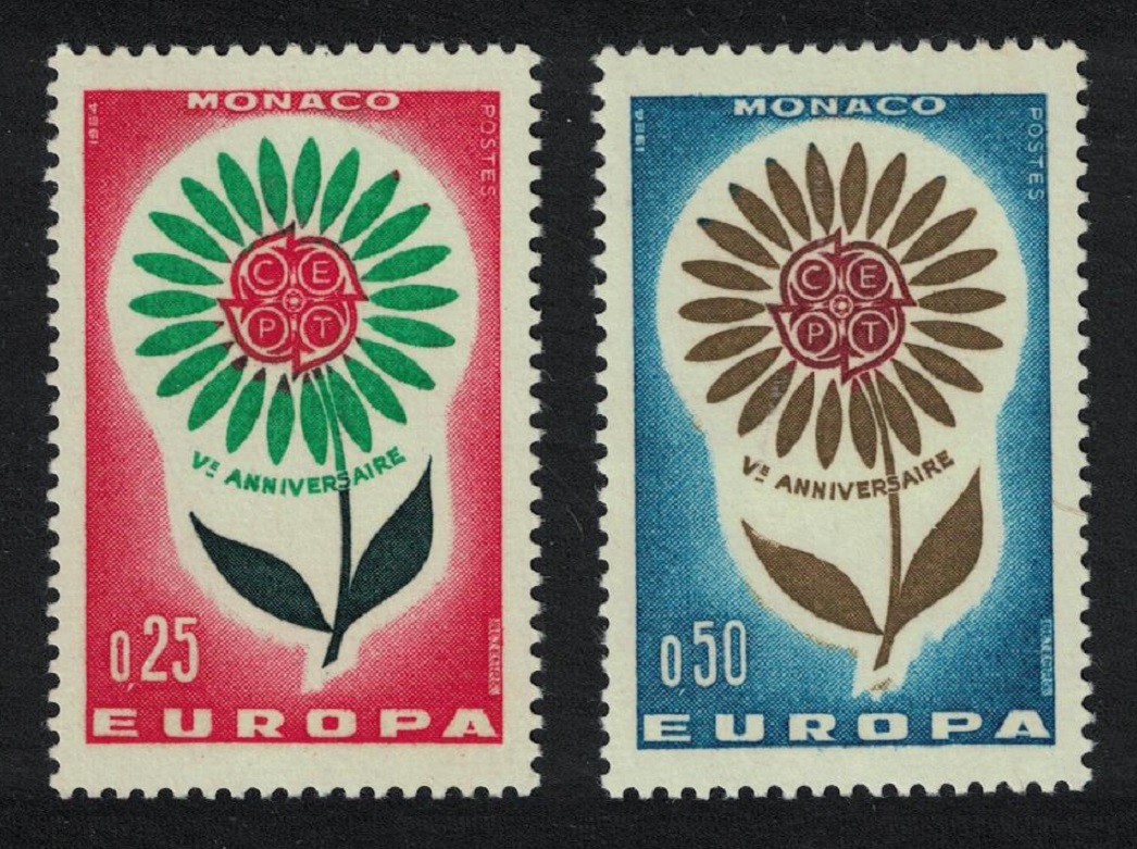 Monaco Flower with 22 petals Europa 2v 1964 MNH SG#806-807