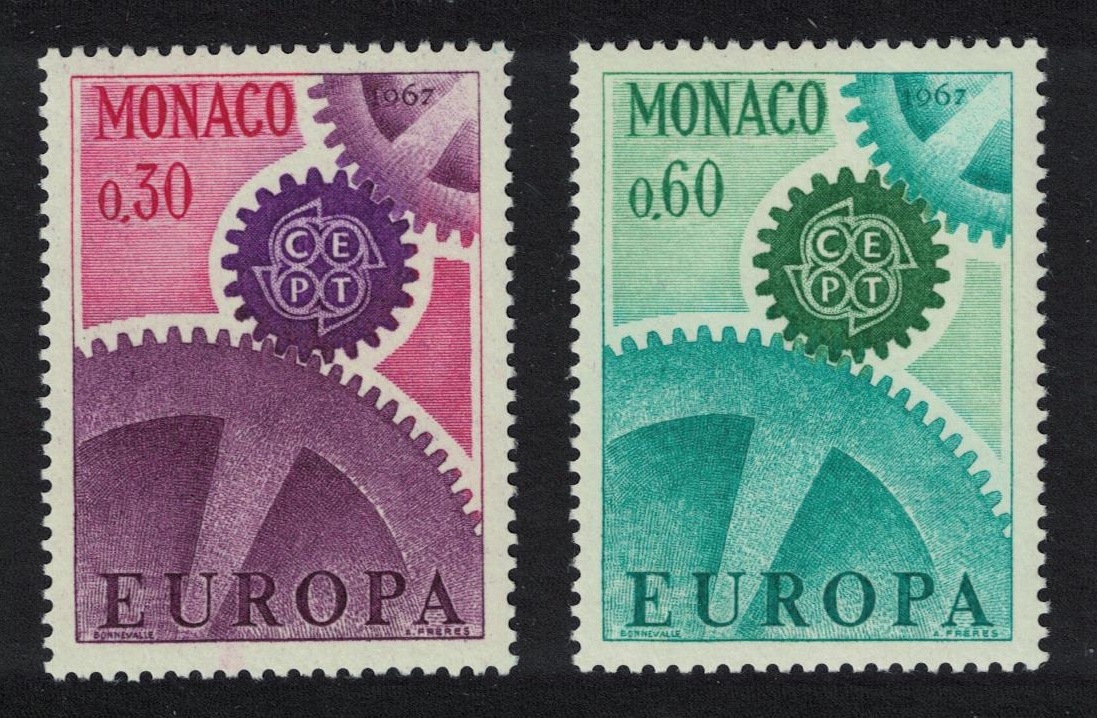 Monaco Cogwheels Europa CEPT 2v 1967 MNH SG#890-891