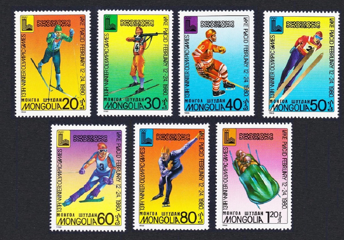 Mongolia Winter Olympic Games Lake Placid 7v 1980 MNH SG#1250-1256 Sc#1097-1104