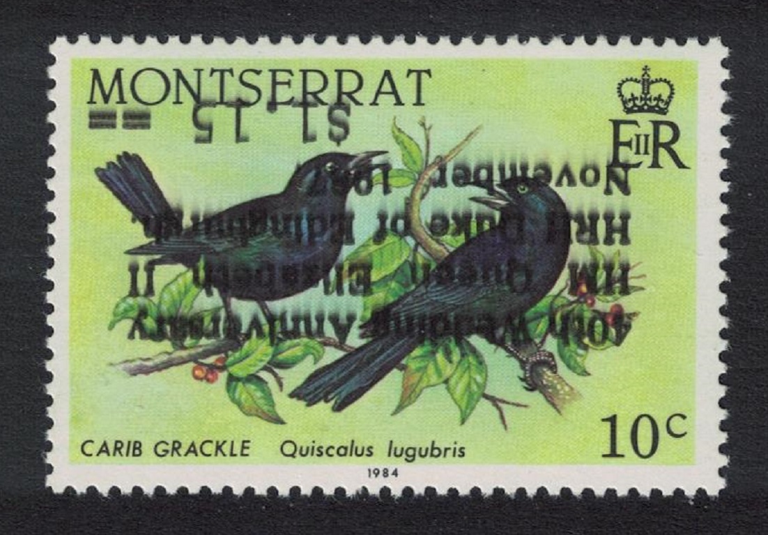 Montserrat Carib Grackle Bird Error &#39;EDINGBURGH&#39; Inverted Oveprint RARR 1987 MNH SG#740AErr