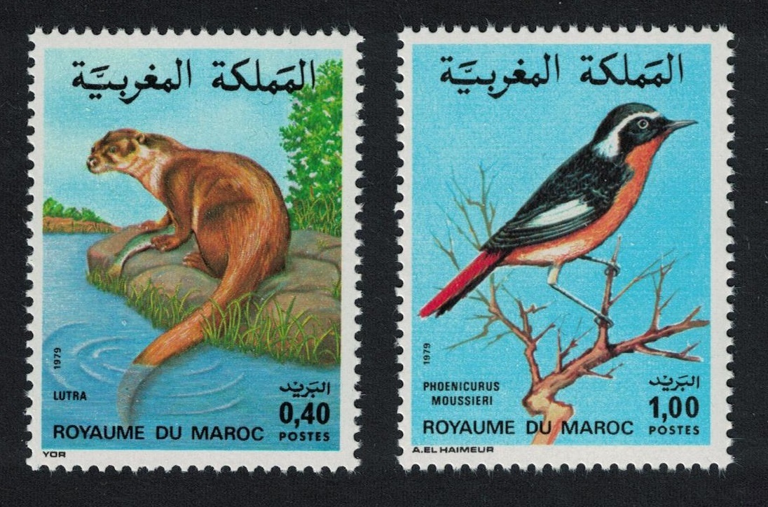 Morocco Moussier&#39;s Redstart Bird Otter Wildlife 2v 1979 MNH SG#532-533