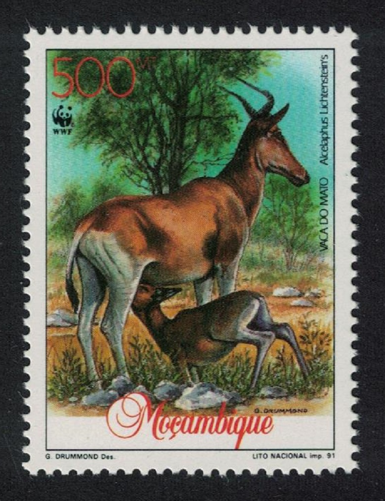 Mozambique WWF Hartebeest Mother feeding young 500m 1991 MNH SG#1297 MI#1234 Sc#1144