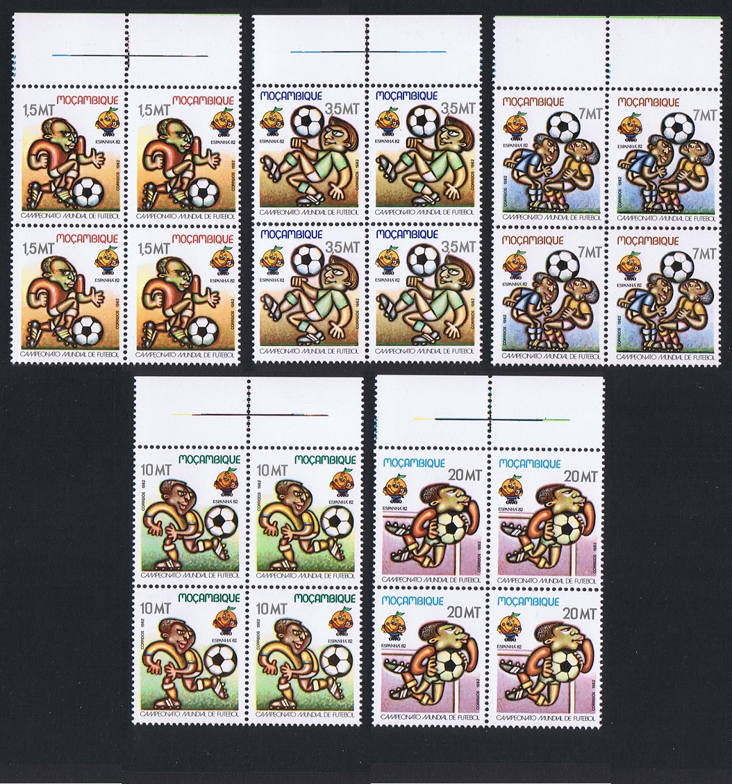 Mozambique World Cup Football Championship 5v Blocks of 4 1982 MNH SG#946-950 MI#884-888 Sc#813-817