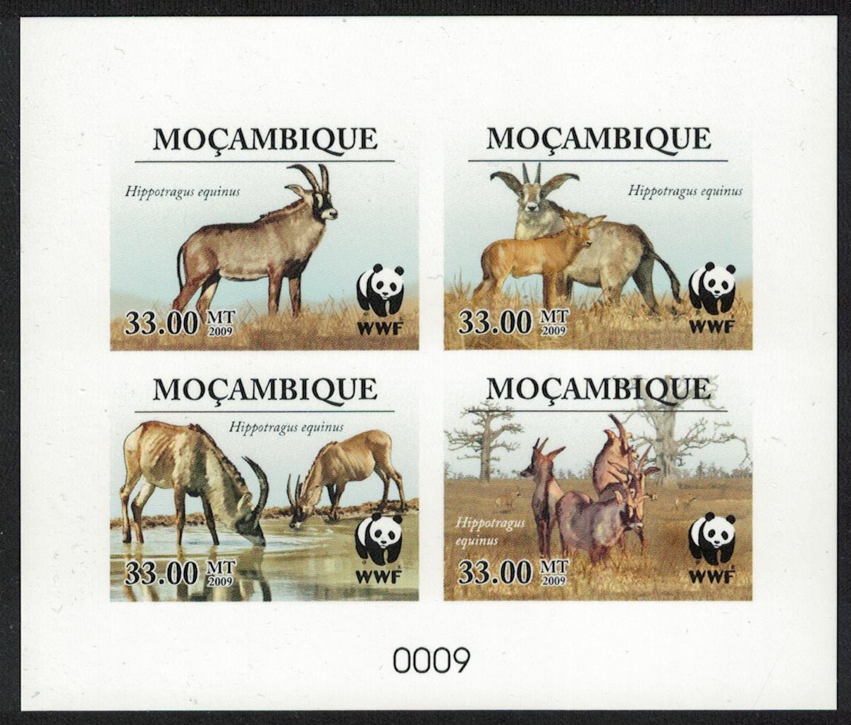 Mozambique WWF Roan Antelope De-Luxe Sheet Combo 2010 MNH MI#3658-3661 Sc#1930