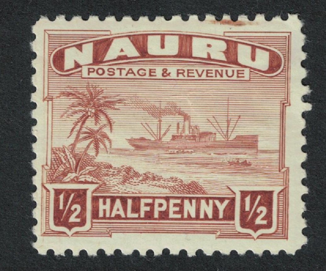 Nauru &#39;Century Freighter Ship Half-penny White paper Perf 11 Def 1937 MH SG#26B