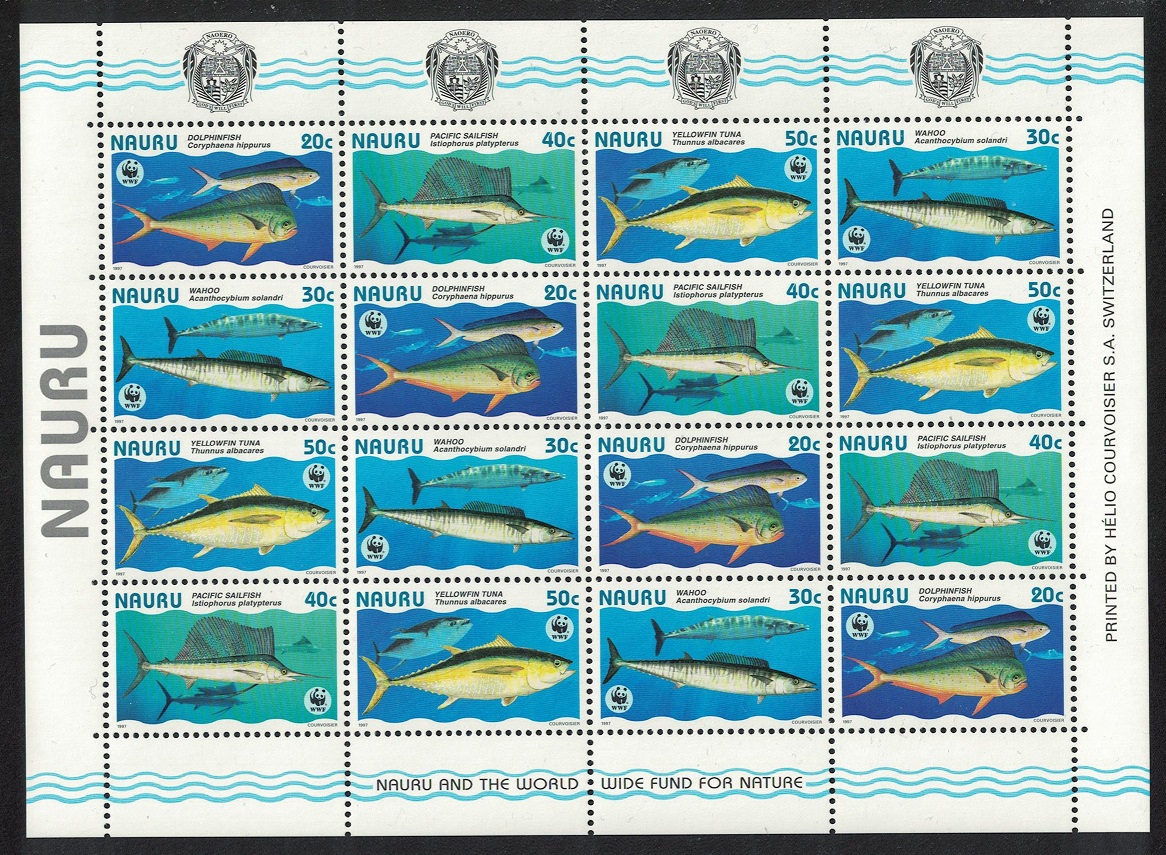 Nauru WWF Giant Fish Sheetlet of 4 sets 1997 MNH SG#458-461 MI#437-440 Sc#443 a-d