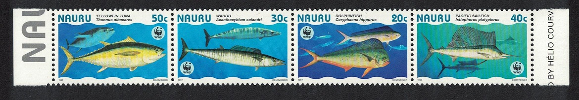 Nauru WWF Giant Fish Strip of 4v 1997 MNH SG#458-461 MI#437-440 Sc#443 a-d