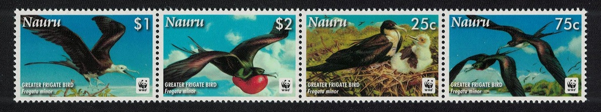 Nauru WWF Greater Frigate Bird Strip of 4v 2008 MNH SG#681-684 MI#690-693 Sc#589-592