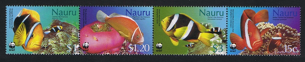 Nauru WWF Anemones Anemonefish Fish Strip of 4v 2003 MNH SG#566-569 MI#553-556 Sc#514-517