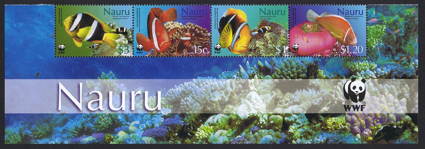 Nauru WWF Anemonefish Strip of 4v Logo 2003 MNH SG#566-569 MI#553-556 Sc#514-517