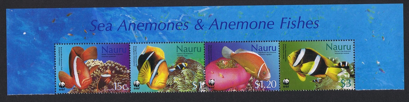 Nauru WWF Anemonefish Top Strip of 4v 2003 MNH SG#566-569 MI#553-556 Sc#514-517