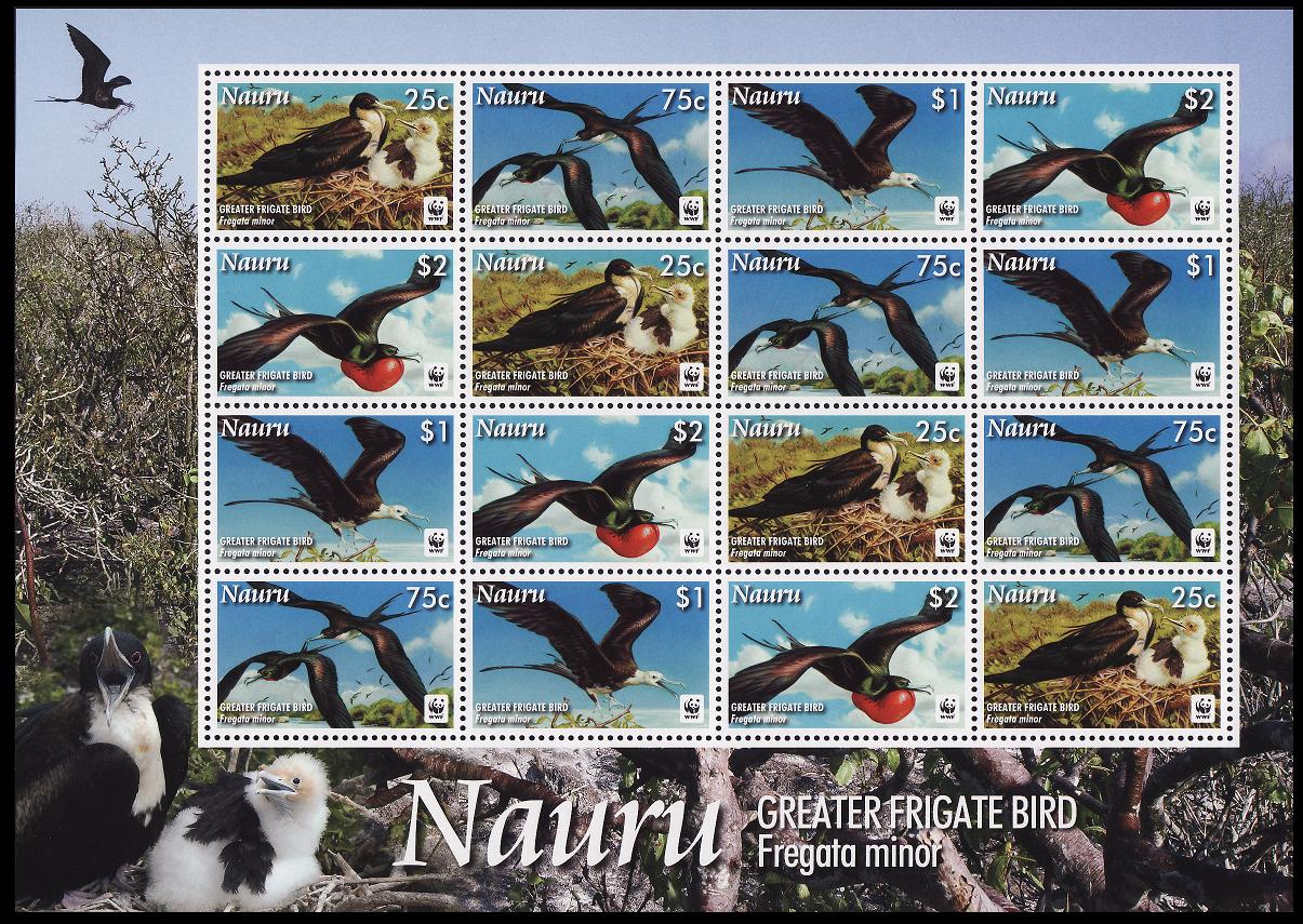 Nauru WWF Greater Frigate Bird Sheetlet of 4 sets 2008 MNH SG#681-684 MI#690-693 Sc#589-592