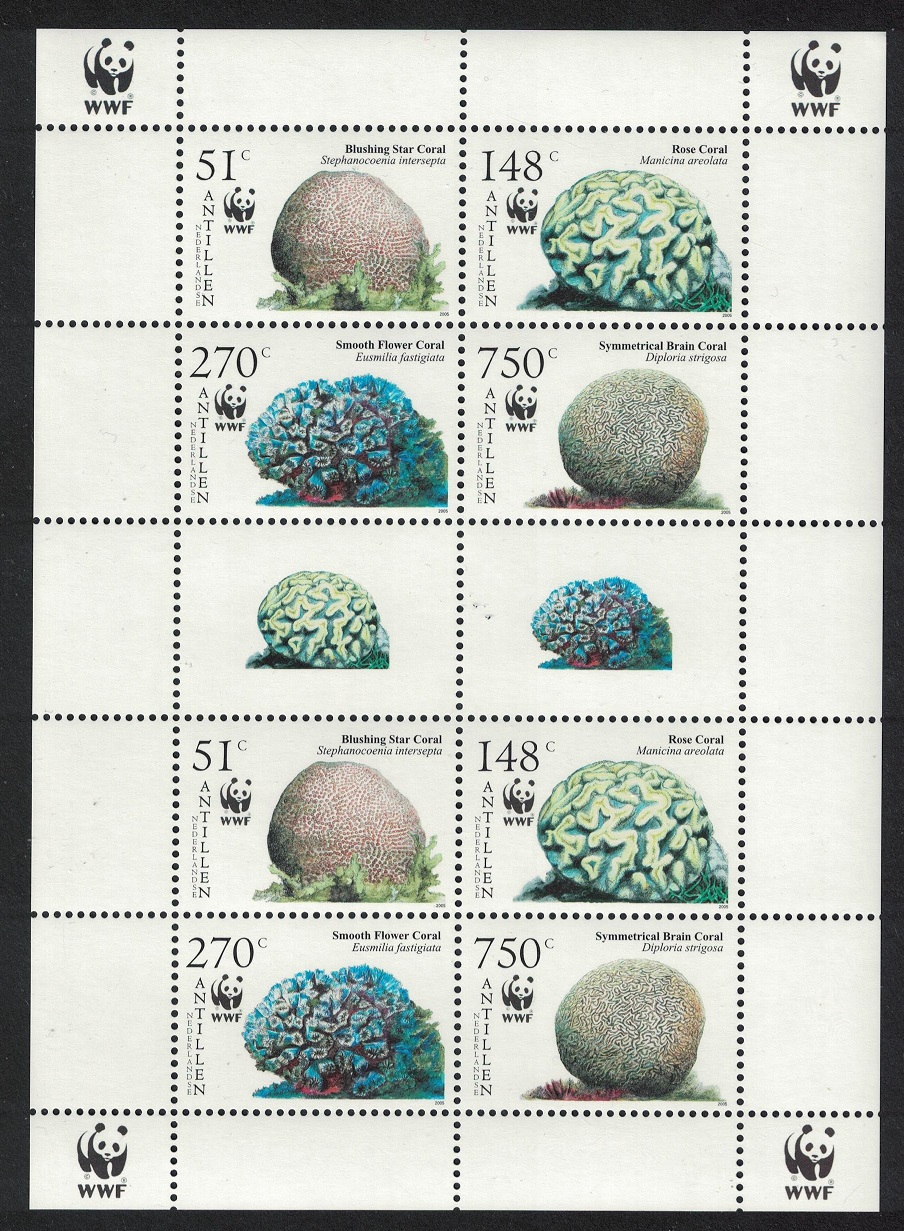 Netherlands Antilles WWF Corals 4v Sheetlet 2005 MNH SG#1705-1708 MI#1401-1404 Sc#1071 a-d