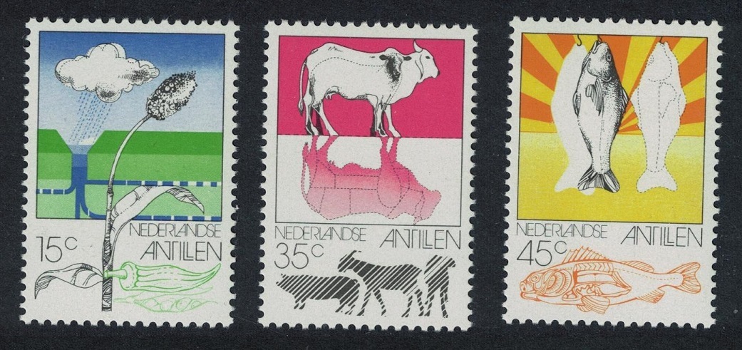 Netherlands Antilles Agriculture Animal Husbandry and Fisheries 3v 1976 MNH SG#619-621