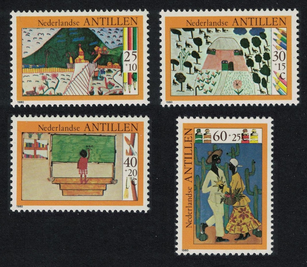 Netherlands Antilles Child Welfare Children&#39;s Drawings 4v 1980 MNH SG#737-740