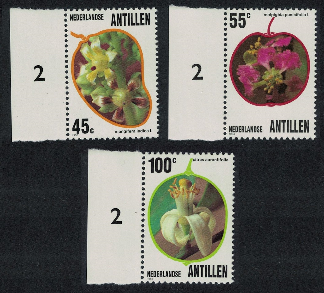 Netherlands Antilles Orchids Flowers 3v Numbered Margins 1983 MNH SG#813-815 MI#497-499