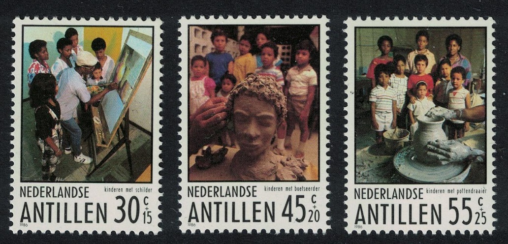 Netherlands Antilles Sculpture Youth Care Foundation 3v 1986 MNH SG#912-914