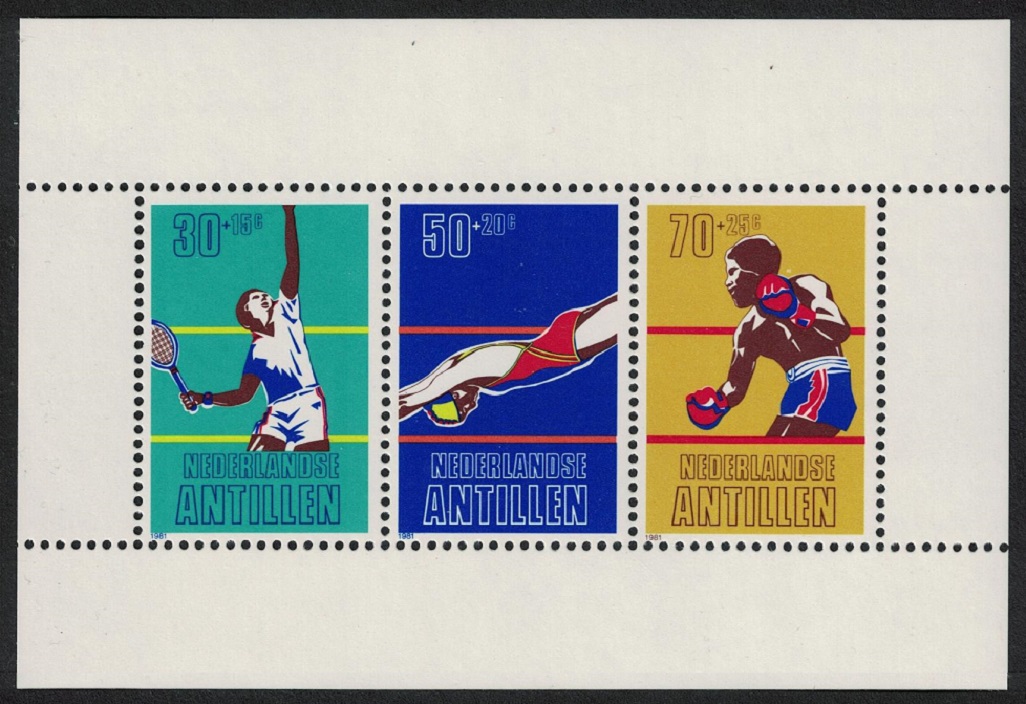 Netherlands Antilles Tennis Boxing Swimming MS 1981 MNH SG#MS754