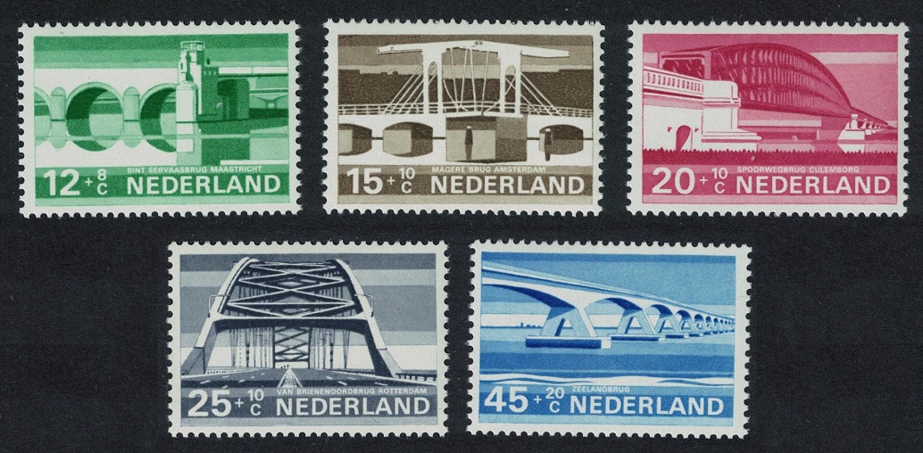 Netherlands Dutch Bridges 5v 1968 MNH SG#1050-1054