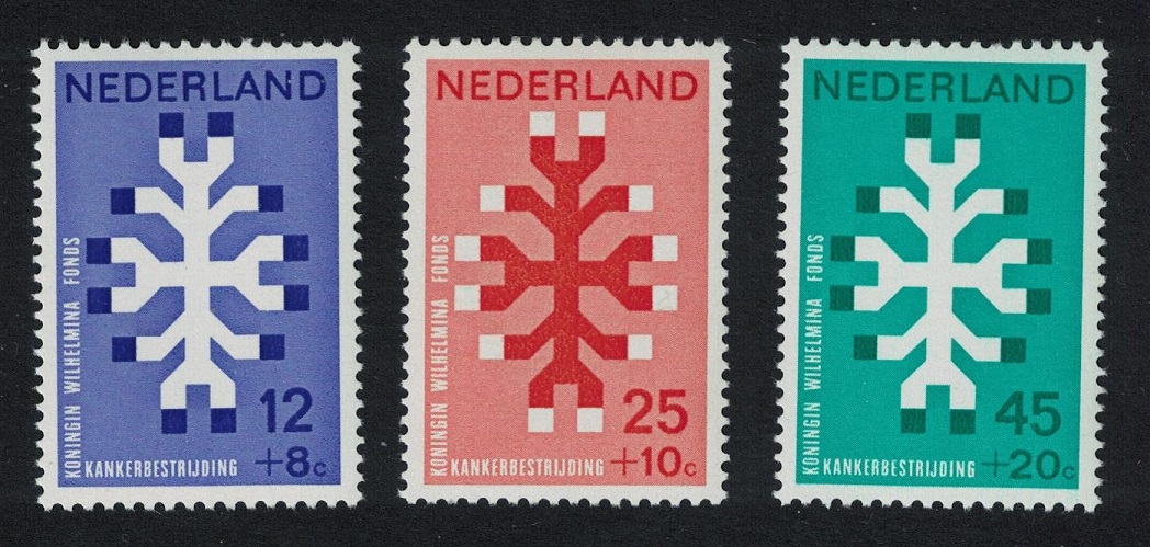 Netherlands Queen Wilhelmina Cancer Fund 3v 1969 MNH SG#1092-1094