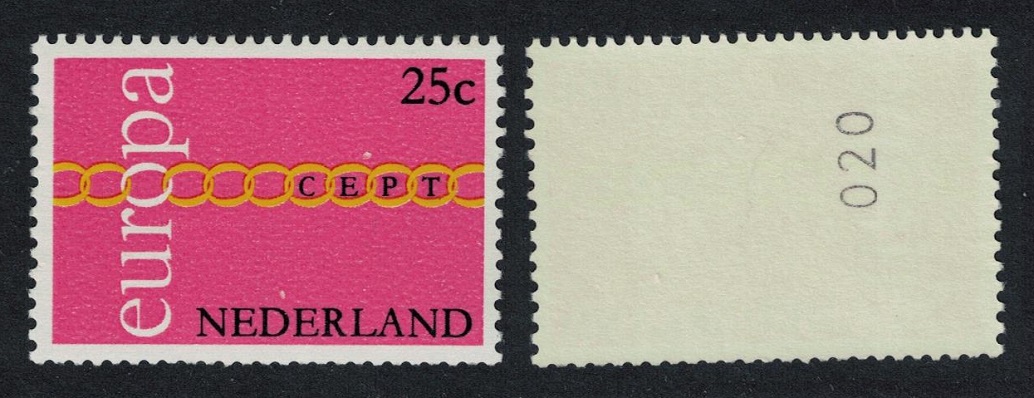 Netherlands Chain of Os Europa 25c Control Number 1971 MNH SG#1131 MI#963