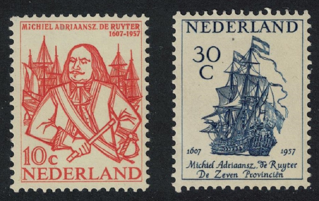 Netherlands Admiral M A de Ruyter 2v 1957 MNH SG#848-849