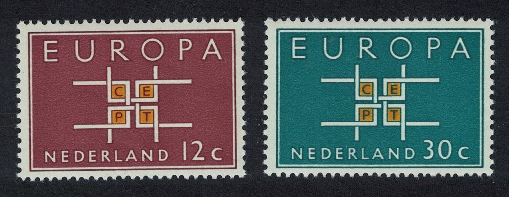 Netherlands Cross design Europa 2v 1963 MNH SG#958-959