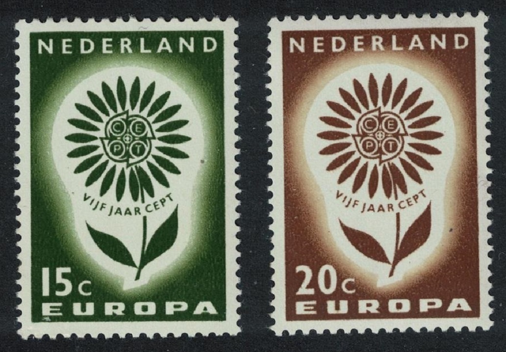 Netherlands Flower with 22 petals Europa 2v 1964 MNH SG#979-980