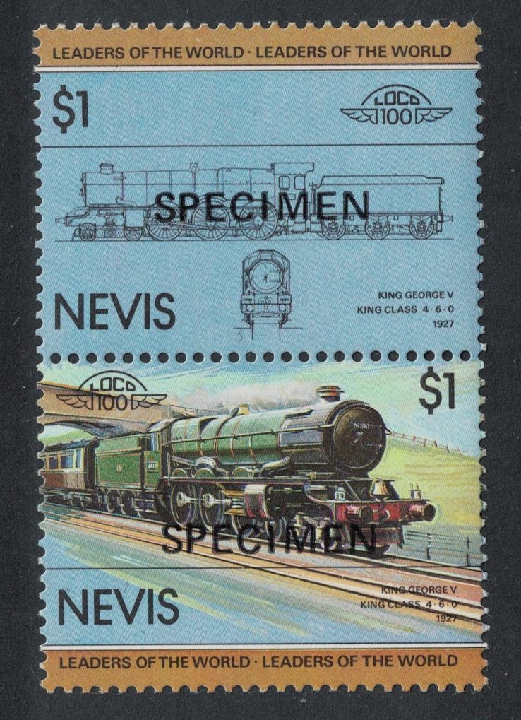 Nevis Locomotive &#39;King George V&#39; 1927 SPECIMEN 1985 MNH SG#146-147