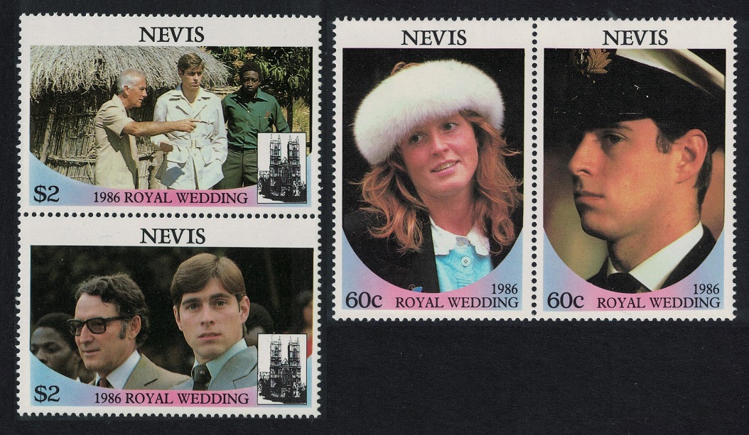 Nevis Royal Wedding Prince Andrew 4v pairs 1986 MNH SG#406-409 Sc#498-499