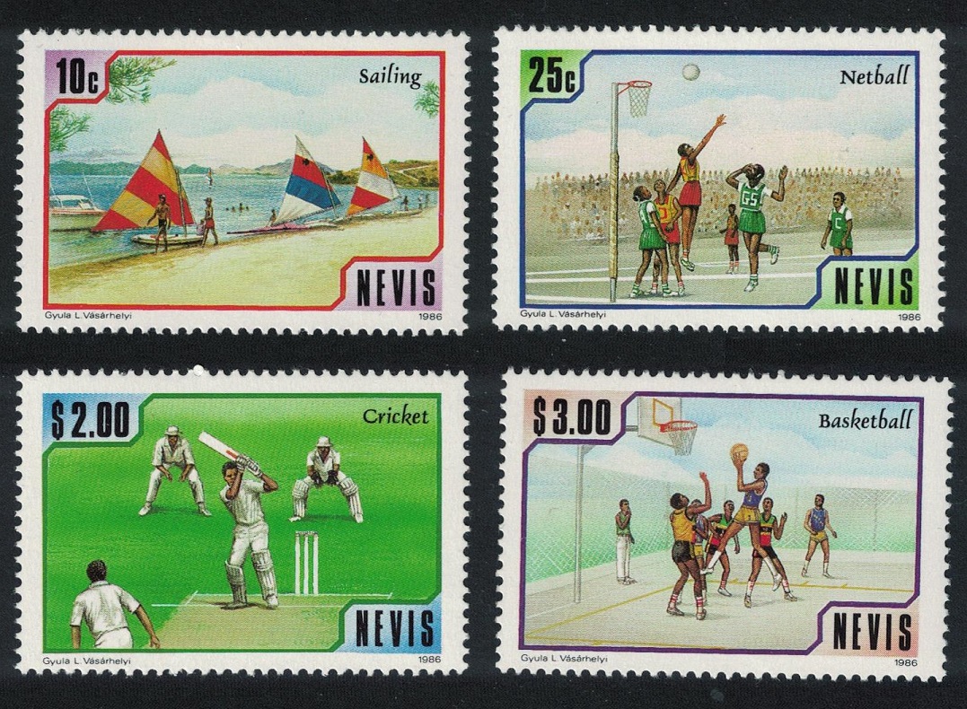 Nevis Cricket Basketball Sailing Sports 4v 1986 MNH SG#458-461