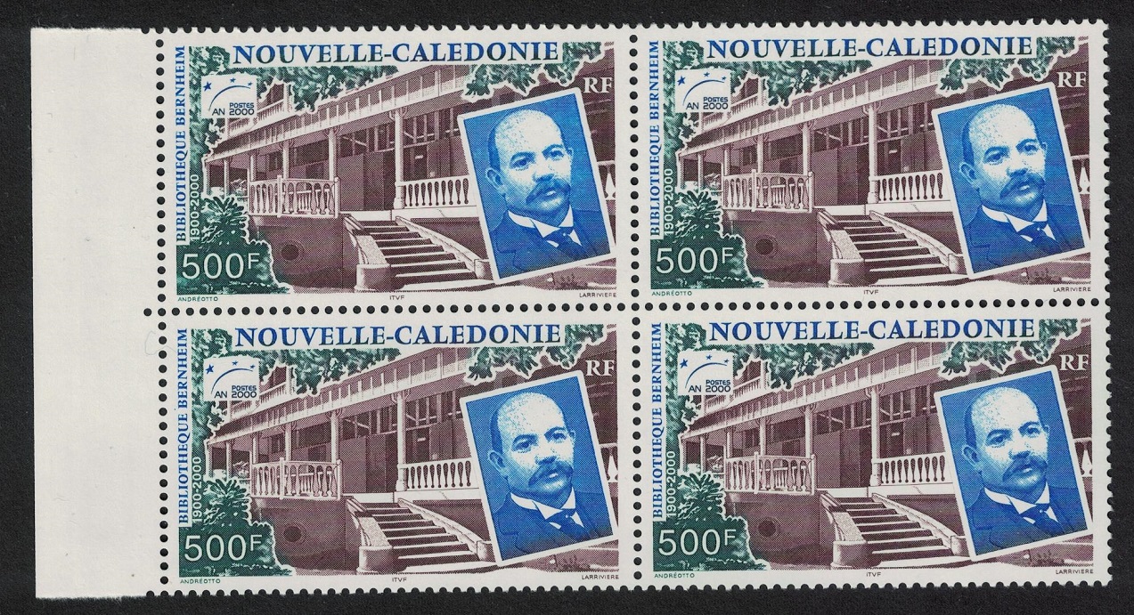 New Caledonia Library Building and Lucien Bernheim 500f Block of 4 2000 MNH SG#1212 MI#1217