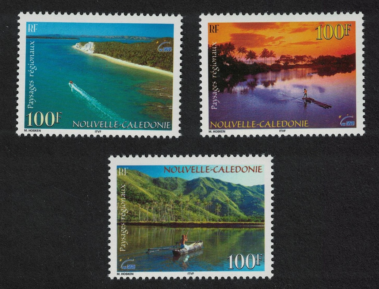 New Caledonia Canoe Speedboat Raft Regional Landscapes 3v 2000 MNH SG#1215-1217 MI#1219-1221