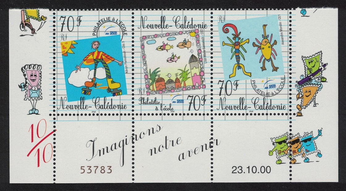 New Caledonia Children&#39;s Drawings Strip of 3v Number Date 2000 MNH SG#1219-1221 MI#1213-1225