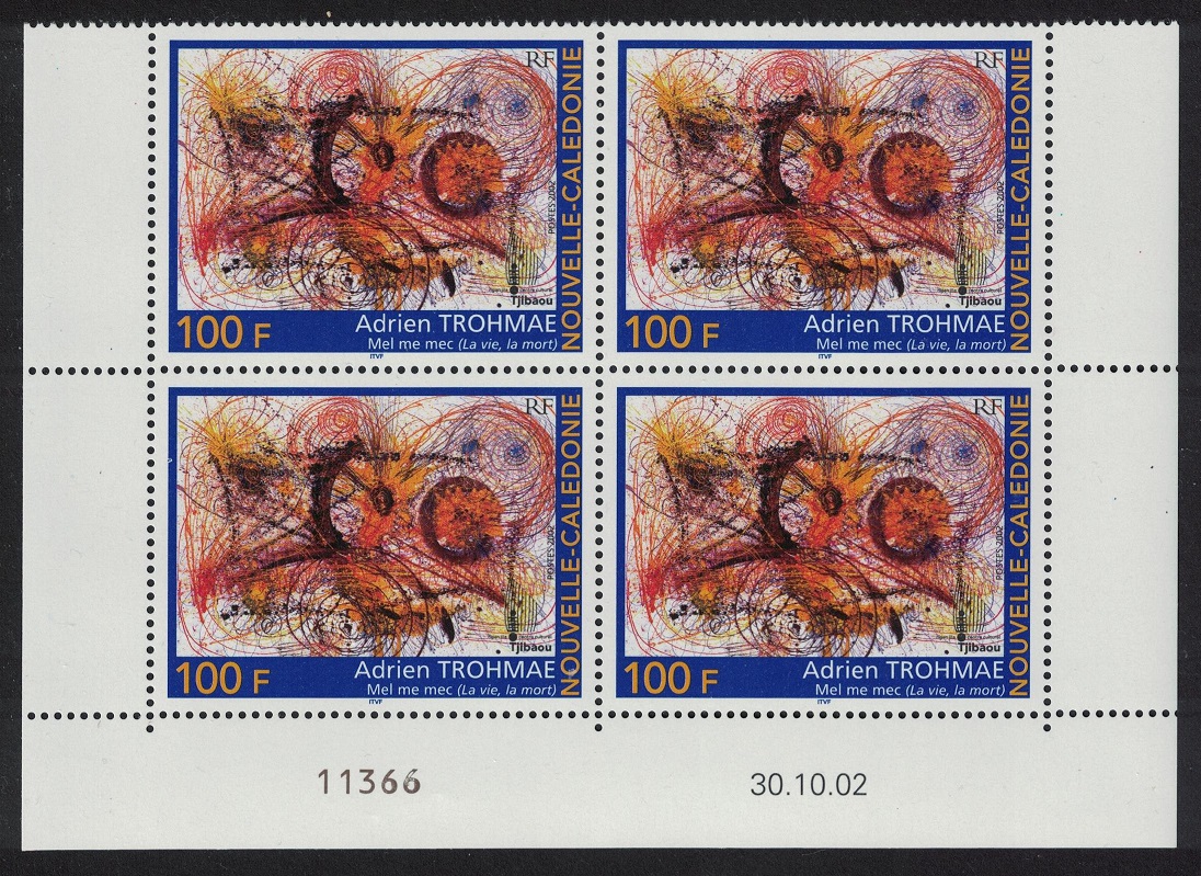 New Caledonia &#39;Life and Death&#39; by Adrian Trohme Painting Block of 4 2002 MNH SG#1272 MI#1284