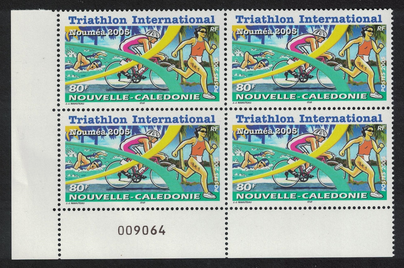 New Caledonia International Triathlon Corner Block of 4 Control 2005 MNH SG#1343 MI#1357