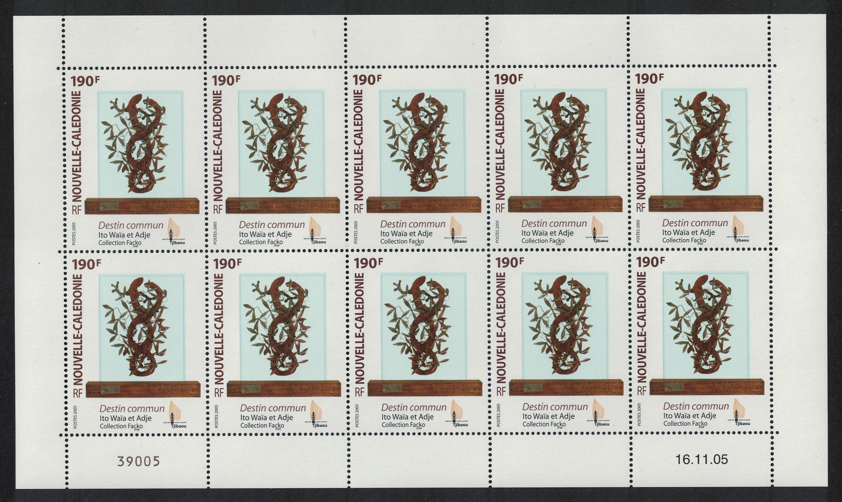 New Caledonia Kanak and Oceanic Art Fund Sheetlet of 10v 2005 MNH SG#1369 MI#1378