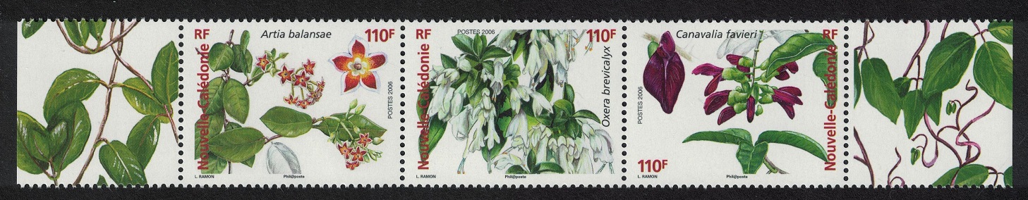 New Caledonia Flowers Ornamental Vines Strip of 3v 2006 MNH SG#1382-1384 MI#1392-1394