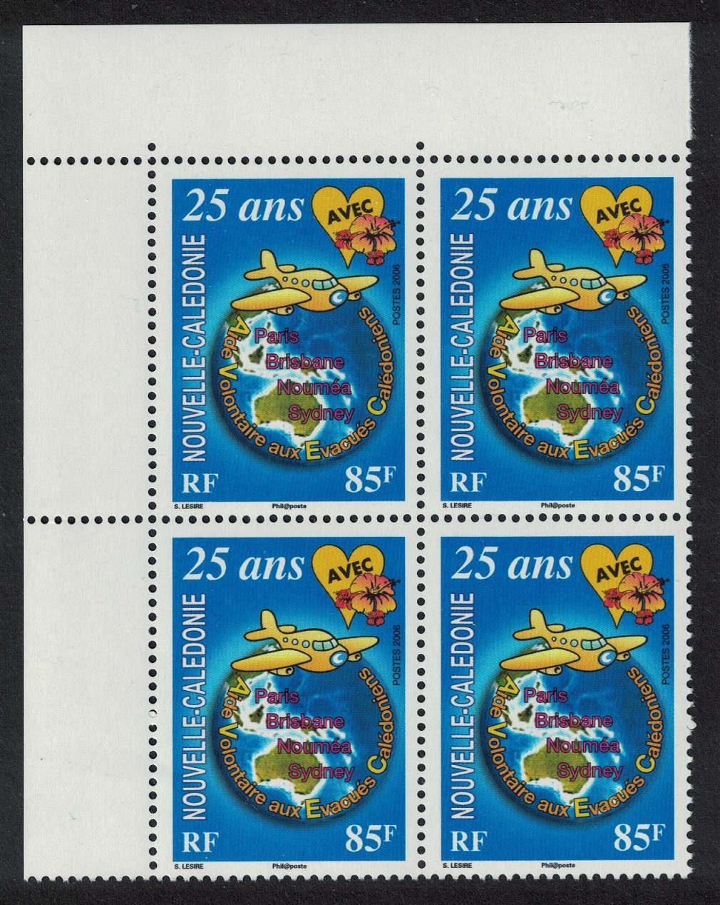 New Caledonia Caledonian Evacuees Corner Block of 4 2006 MNH SG#1385 MI#1402