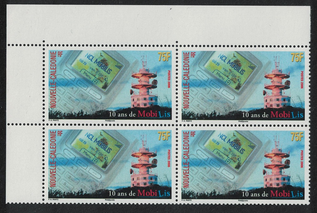 New Caledonia Mobilis Mobile telephone network 75f Corner Block of 4 2006 MNH SG#1389 MI#1406