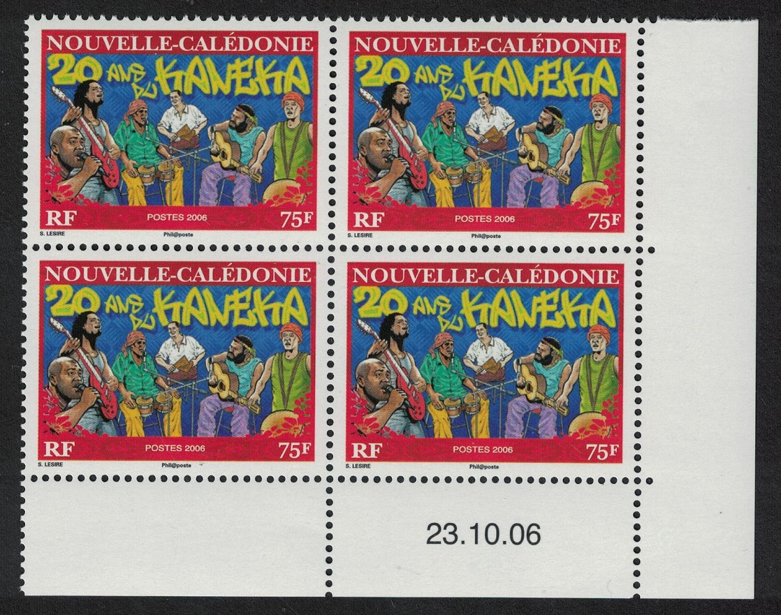 New Caledonia Music Kaneka Musical style Corner Block of 4 Date 2006 MNH SG#1390 MI#1405